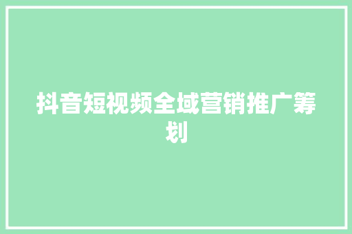 抖音短视频全域营销推广筹划