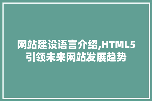 网站建设语言介绍,HTML5引领未来网站发展趋势