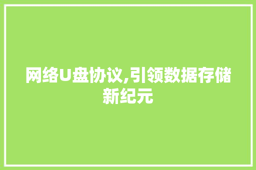 网络U盘协议,引领数据存储新纪元