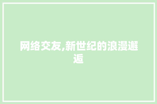 网络交友,新世纪的浪漫邂逅