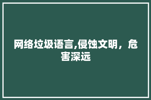 网络垃圾语言,侵蚀文明，危害深远