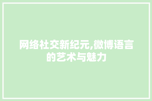 网络社交新纪元,微博语言的艺术与魅力