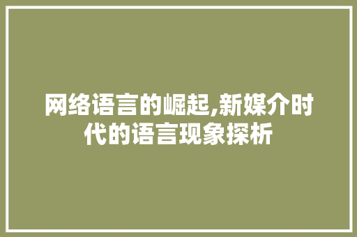 网络语言的崛起,新媒介时代的语言现象探析