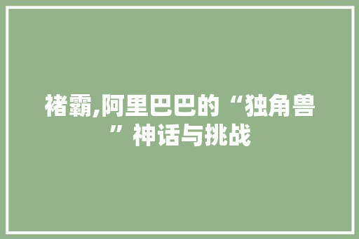 褚霸,阿里巴巴的“独角兽”神话与挑战