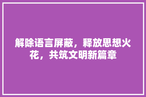 解除语言屏蔽，释放思想火花，共筑文明新篇章