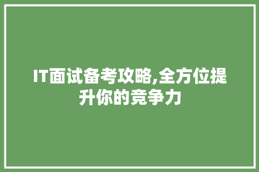 IT面试备考攻略,全方位提升你的竞争力