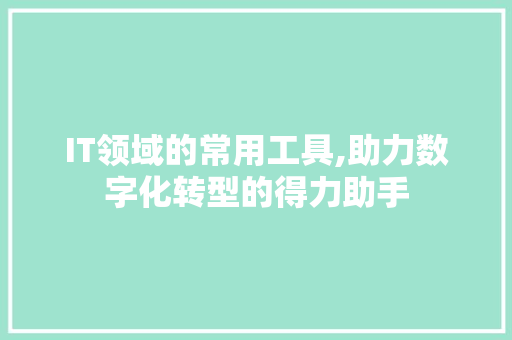 IT领域的常用工具,助力数字化转型的得力助手