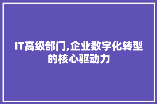 IT高级部门,企业数字化转型的核心驱动力