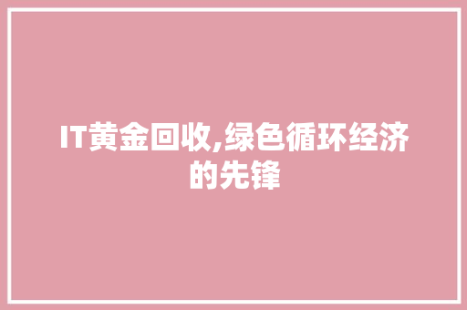 IT黄金回收,绿色循环经济的先锋