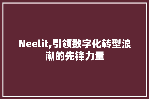 Neelit,引领数字化转型浪潮的先锋力量