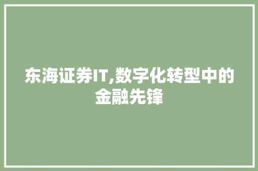 东海证券IT,数字化转型中的金融先锋