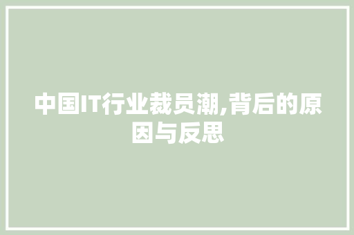 中国IT行业裁员潮,背后的原因与反思