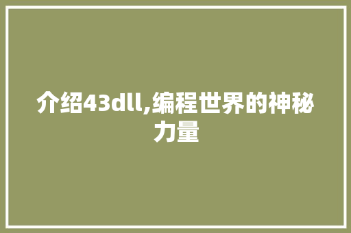 介绍43dll,编程世界的神秘力量