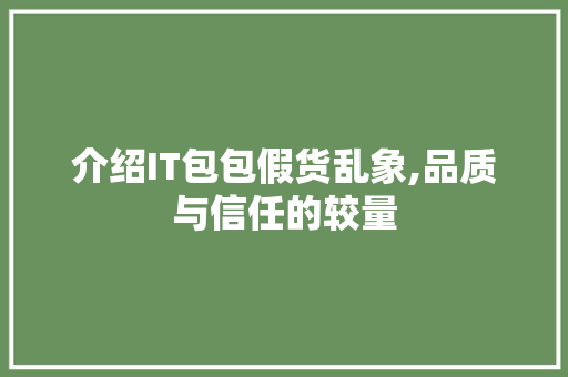 介绍IT包包假货乱象,品质与信任的较量