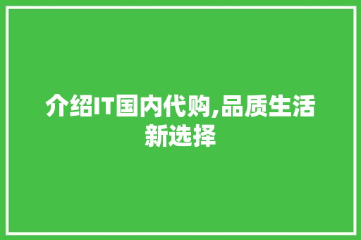 介绍IT国内代购,品质生活新选择