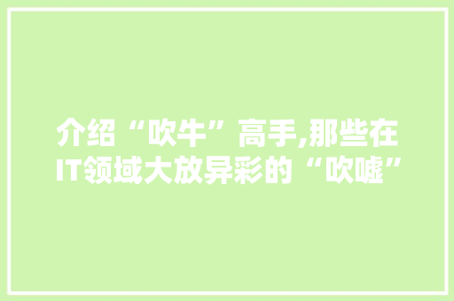 介绍“吹牛”高手,那些在IT领域大放异彩的“吹嘘”者