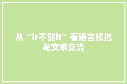 从“ir不能it”看语言规范与文明交流