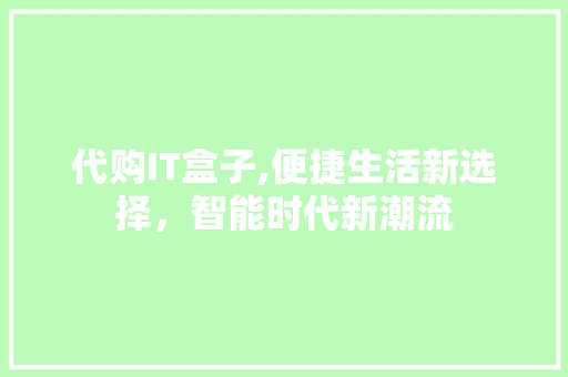 代购IT盒子,便捷生活新选择，智能时代新潮流