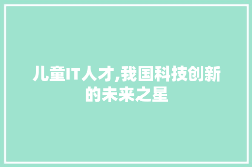 儿童IT人才,我国科技创新的未来之星