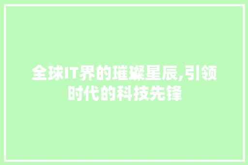 全球IT界的璀璨星辰,引领时代的科技先锋