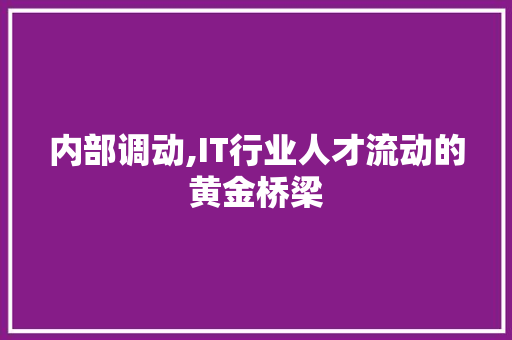 内部调动,IT行业人才流动的黄金桥梁