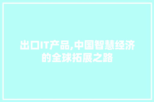 出口IT产品,中国智慧经济的全球拓展之路