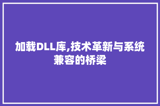 加载DLL库,技术革新与系统兼容的桥梁