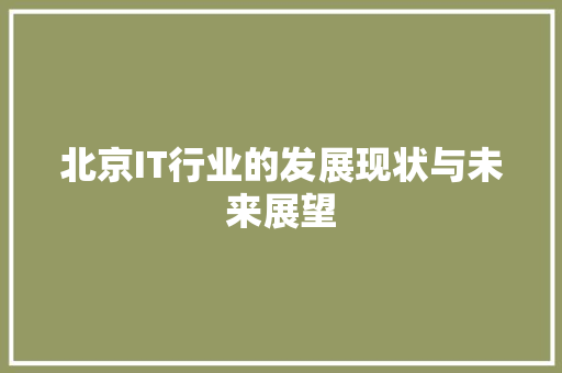 北京IT行业的发展现状与未来展望