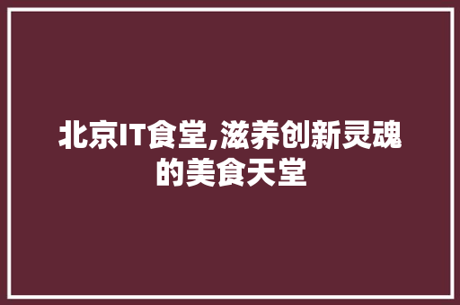 北京IT食堂,滋养创新灵魂的美食天堂