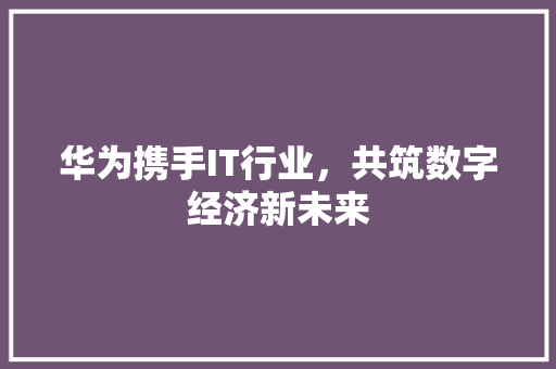 华为携手IT行业，共筑数字经济新未来