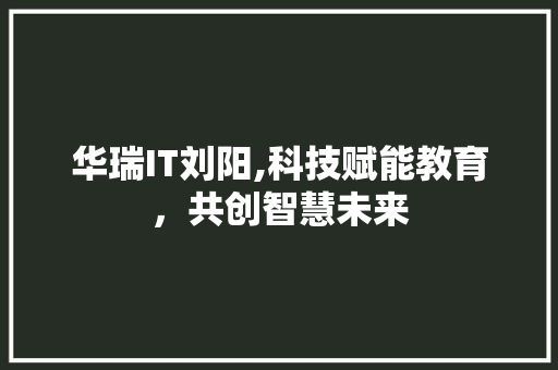 华瑞IT刘阳,科技赋能教育，共创智慧未来