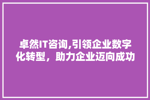 卓然IT咨询,引领企业数字化转型，助力企业迈向成功之路