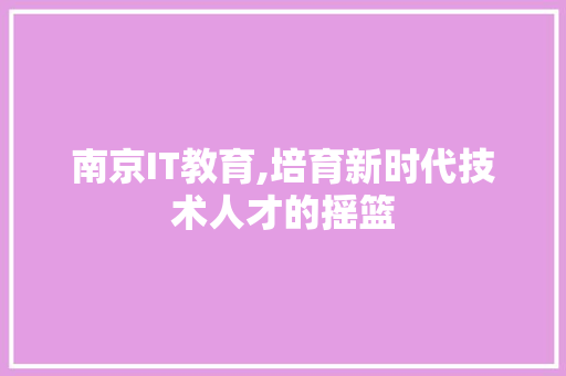 南京IT教育,培育新时代技术人才的摇篮