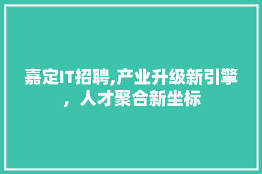 嘉定IT招聘,产业升级新引擎，人才聚合新坐标