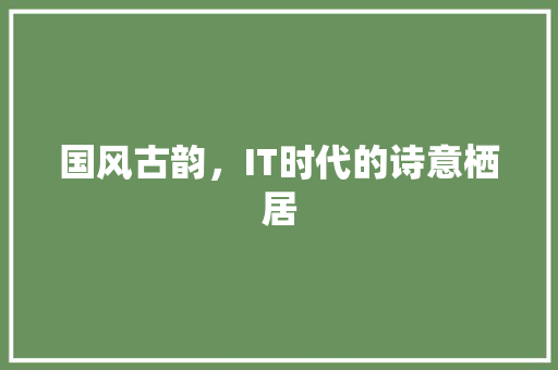 国风古韵，IT时代的诗意栖居