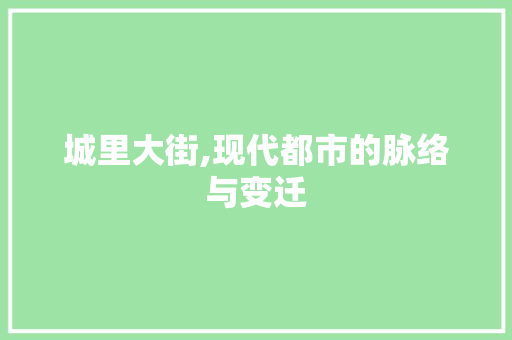 城里大街,现代都市的脉络与变迁