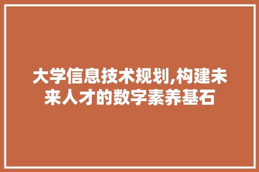 大学信息技术规划,构建未来人才的数字素养基石