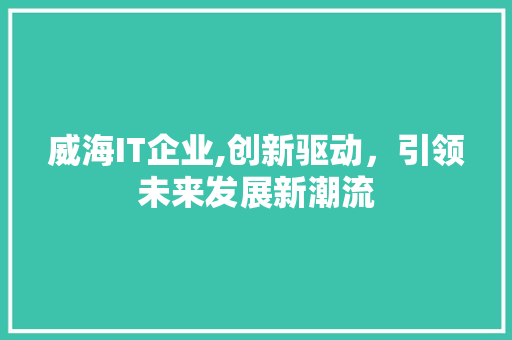 威海IT企业,创新驱动，引领未来发展新潮流