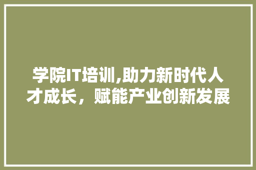 学院IT培训,助力新时代人才成长，赋能产业创新发展