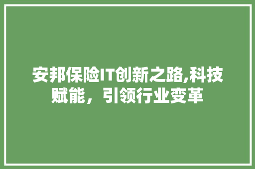 安邦保险IT创新之路,科技赋能，引领行业变革