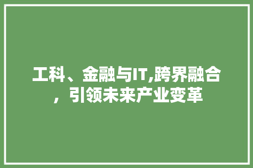 工科、金融与IT,跨界融合，引领未来产业变革