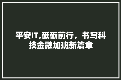 平安IT,砥砺前行，书写科技金融加班新篇章