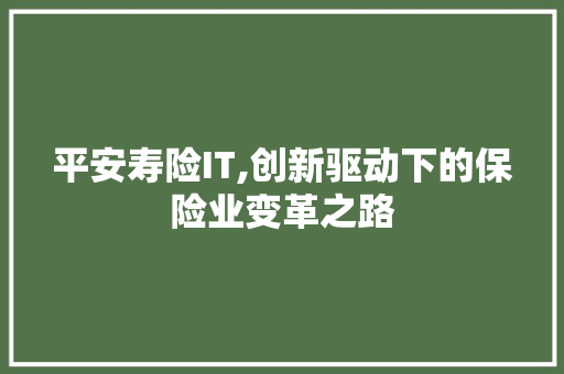 平安寿险IT,创新驱动下的保险业变革之路