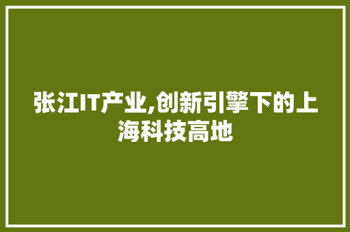 张江IT产业,创新引擎下的上海科技高地