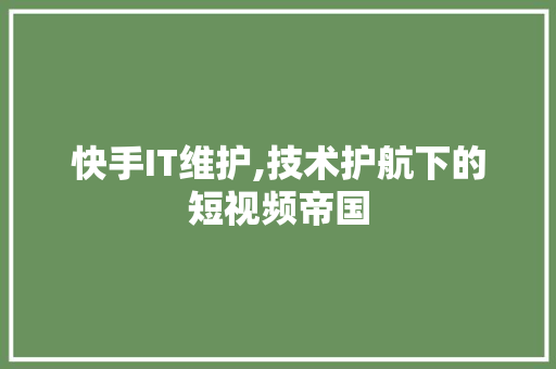 快手IT维护,技术护航下的短视频帝国