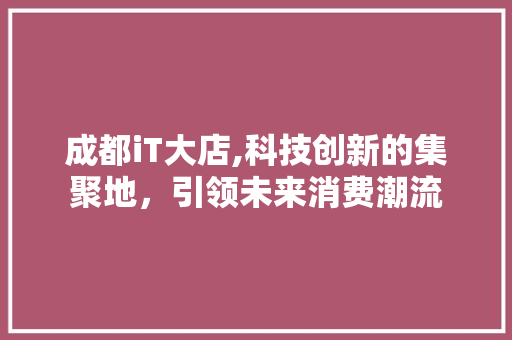 成都iT大店,科技创新的集聚地，引领未来消费潮流