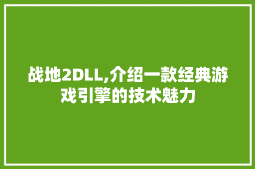 战地2DLL,介绍一款经典游戏引擎的技术魅力