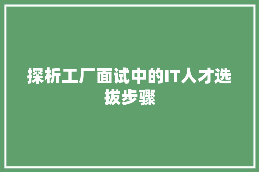 探析工厂面试中的IT人才选拔步骤