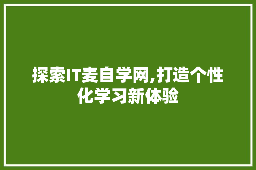 探索IT麦自学网,打造个性化学习新体验