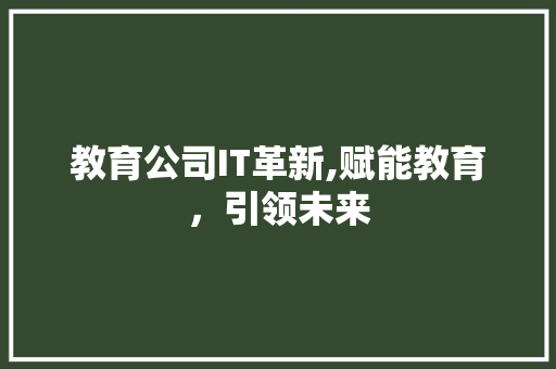 教育公司IT革新,赋能教育，引领未来